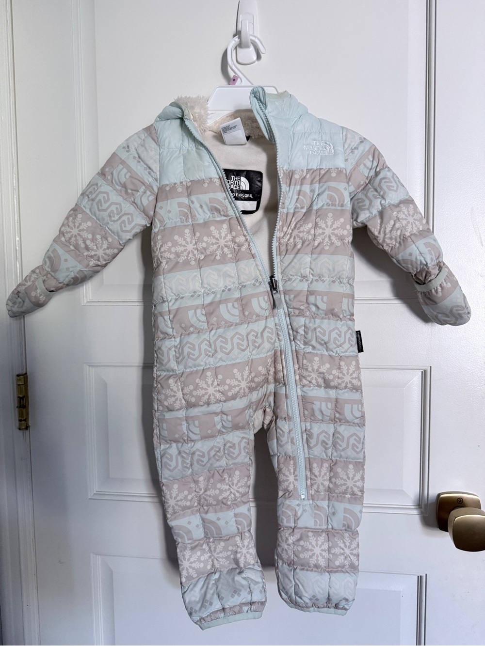 The North Face Kids One-Piece Snowsuit - Light Blue & Beige